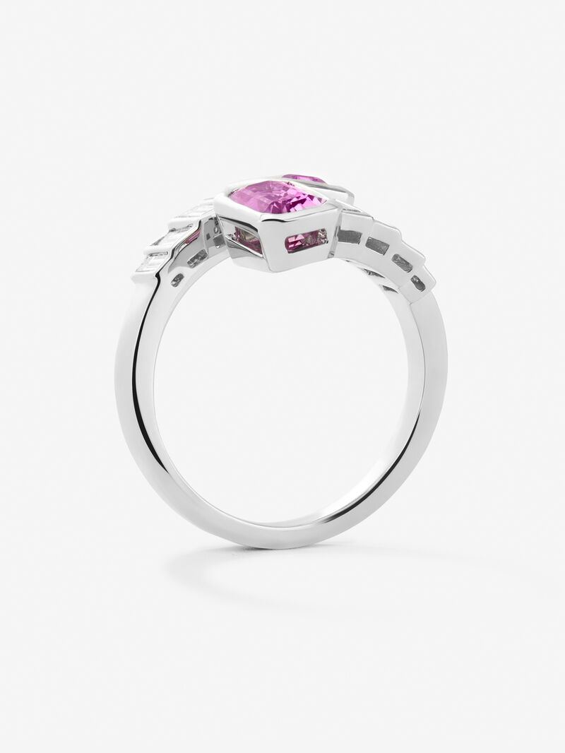 You and I 18k White Gold Ring with pink sapphires image number 2