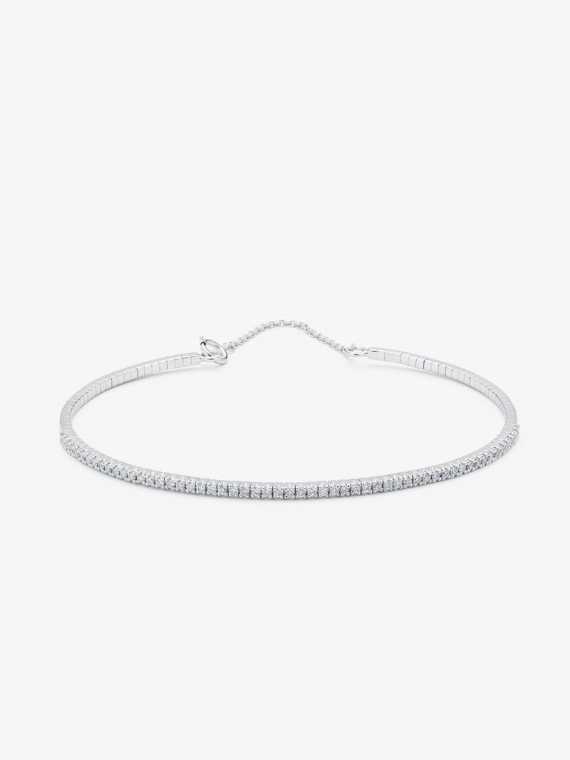 Rigid 18K white gold bracelet with 0.39 ct brilliant-cut white diamonds image number 0