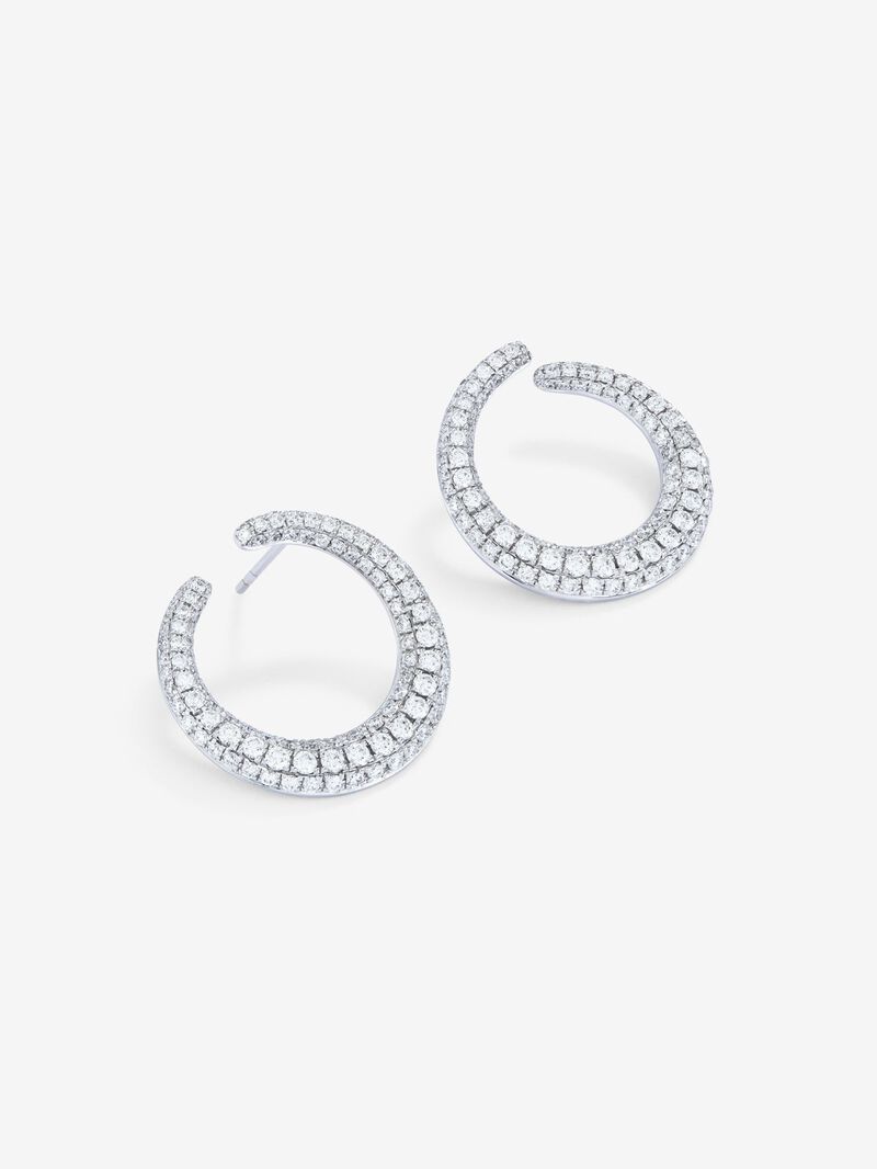 18K medium -gold open white ring earrings with diamonds in bright size 2,13 cts image number 2