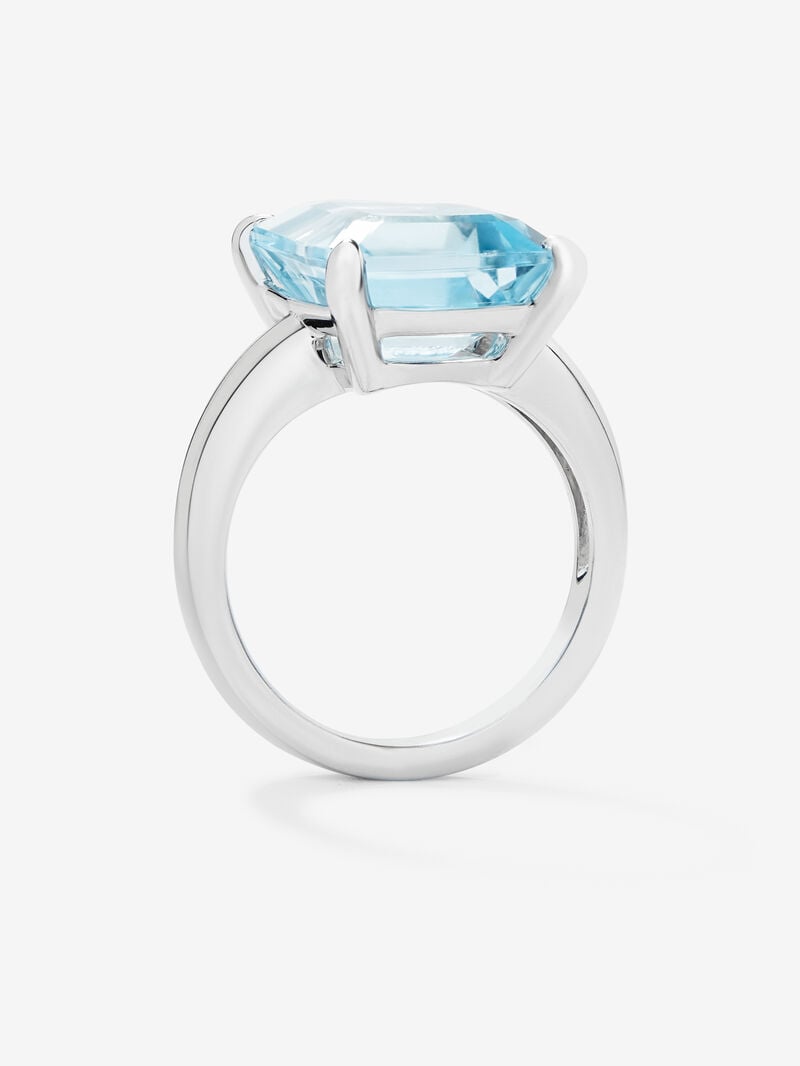 925 silver cocktail ring with sky blue topaz in octagonal cut image number 4