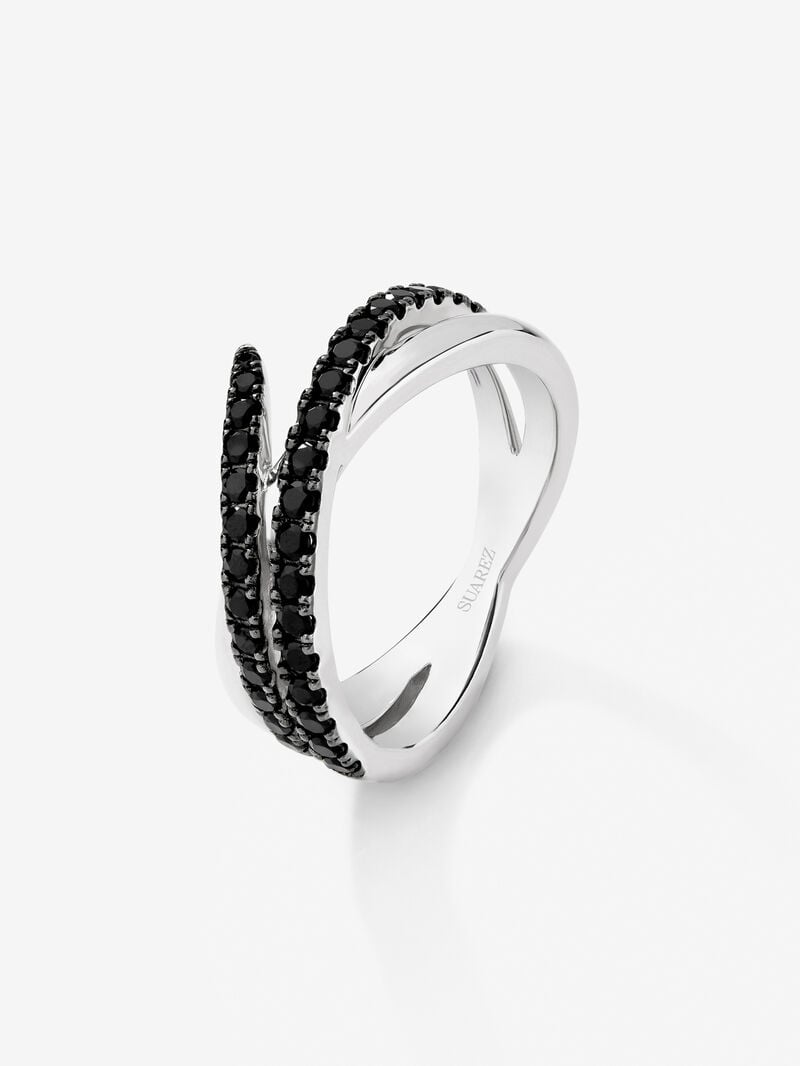 925 silver multi-arm ring with 32 brilliant-cut black spinels image number 0