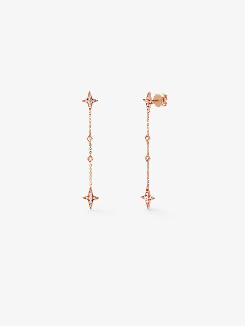 18K rose gold earrings with 32 brilliant-cut diamonds with a total of 0.28 cts image number 0