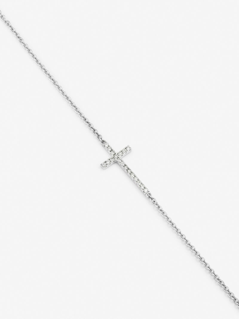 18K White Gold Diamond Cross Chain Bracelet image number 2
