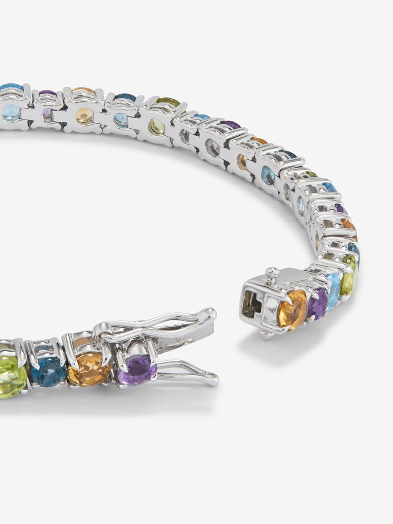 925 Silver Riviere Bracelet with Multicolor Gems image number 4