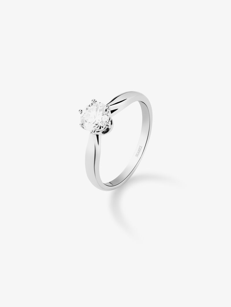 18K white gold compromise ring with 0.4 carat central diamond image number 0