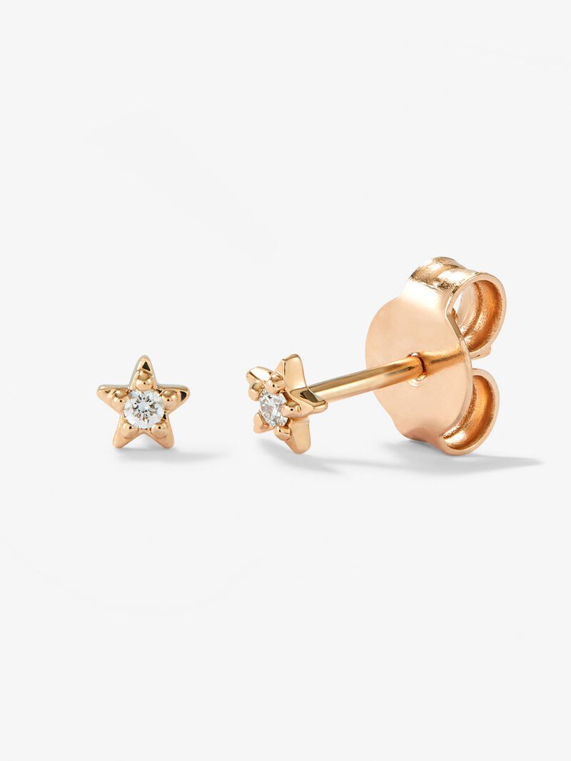 18K rose gold earrings with 2 brilliant-cut diamonds with a total of 0.03 cts image number 0