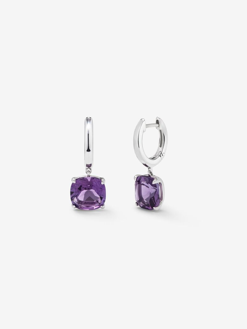 Silver earrings with purple amethists image number 0