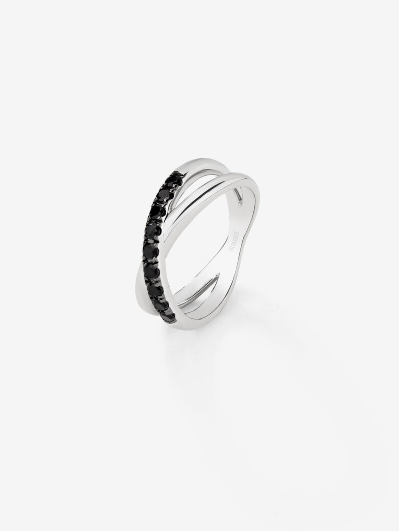 925 Silver Crossed Ring with Spinels image number 1