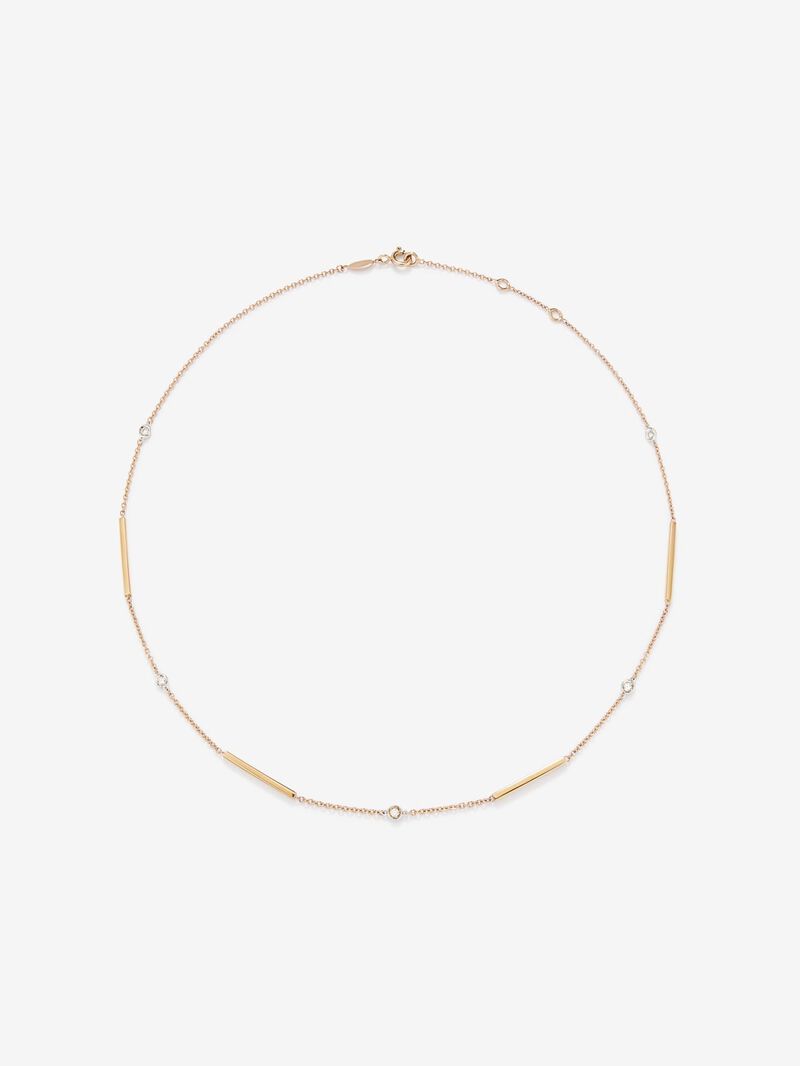 Gargantilla necklace with 18k rose gold bars and diamonds image number 0