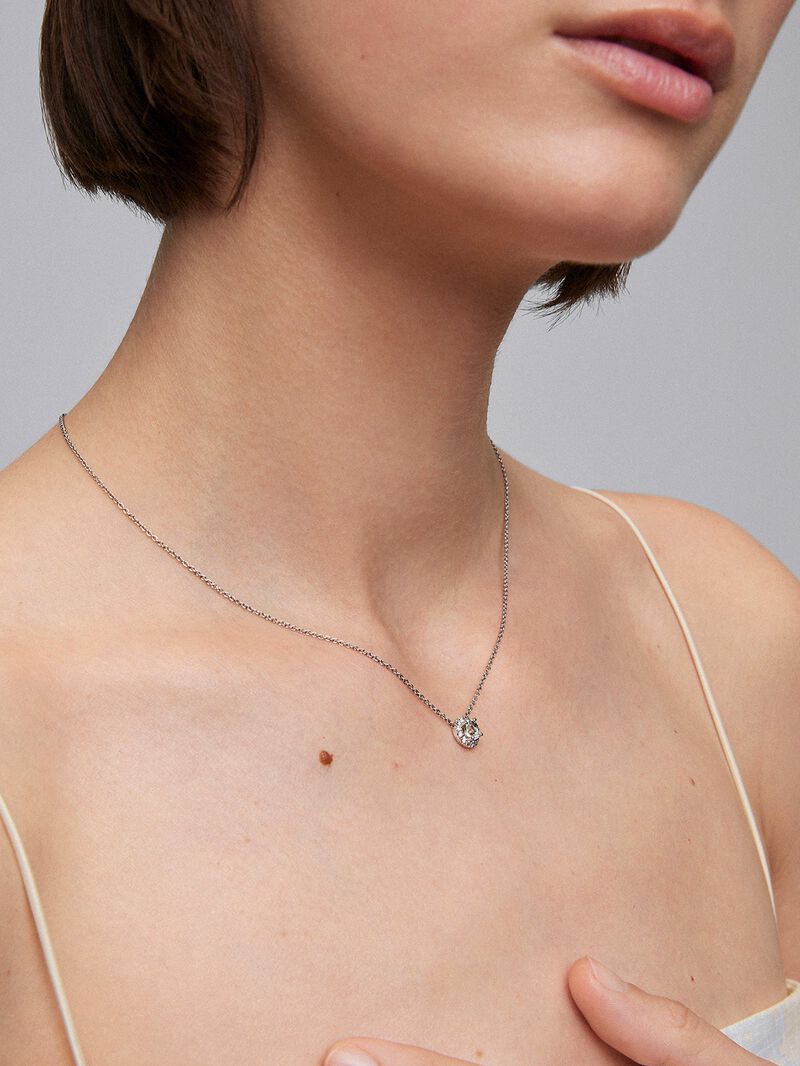 18K white gold pendant chain with amethyst image number 3