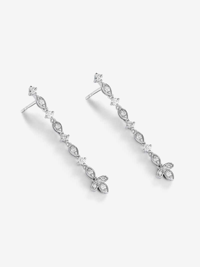 Long-hanging earrings in 18K white gold and diamond image number 2
