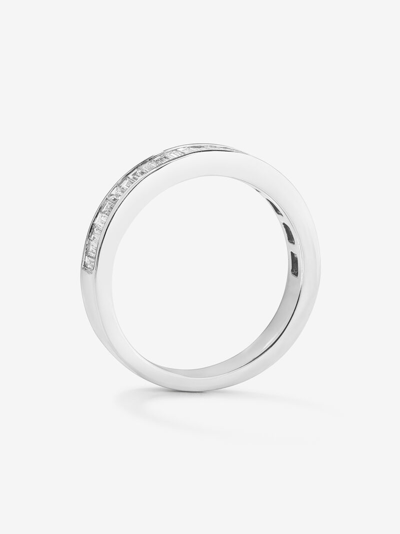 Half-eternity engagement ring in 18K white gold with baguette-cut diamonds on band 0.52ct image number 4