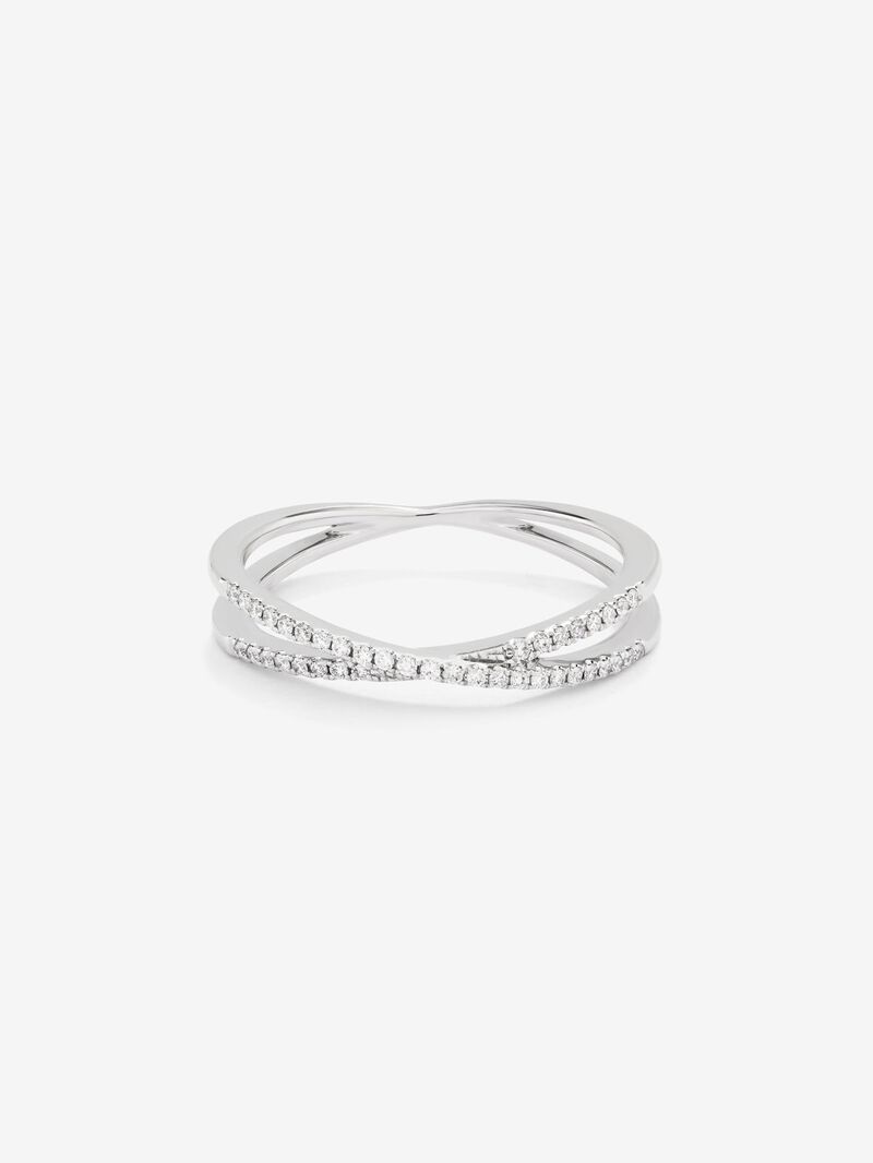 18K White Gold Double Diamond Ring image number 2