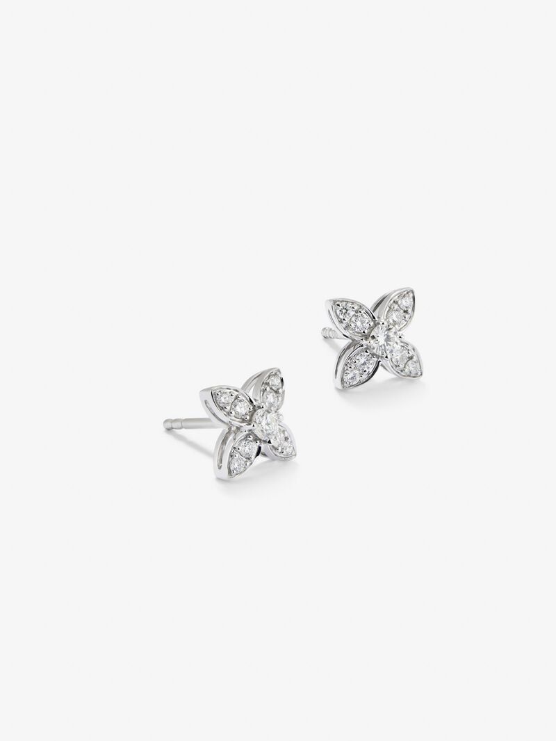 18K white gold earrings with white diamonds of 0.4 cts image number 2
