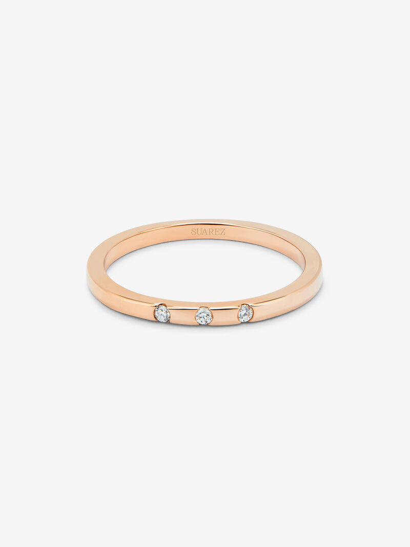 18K rose gold ring with 3 brilliant-cut diamonds with a total of 1.4 cts image number 1