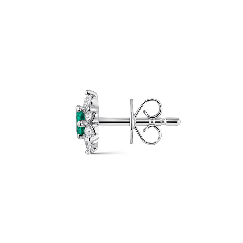 Big Three earrings white gold 0,19 carats green emeralds, PE18045-OBDE3_V