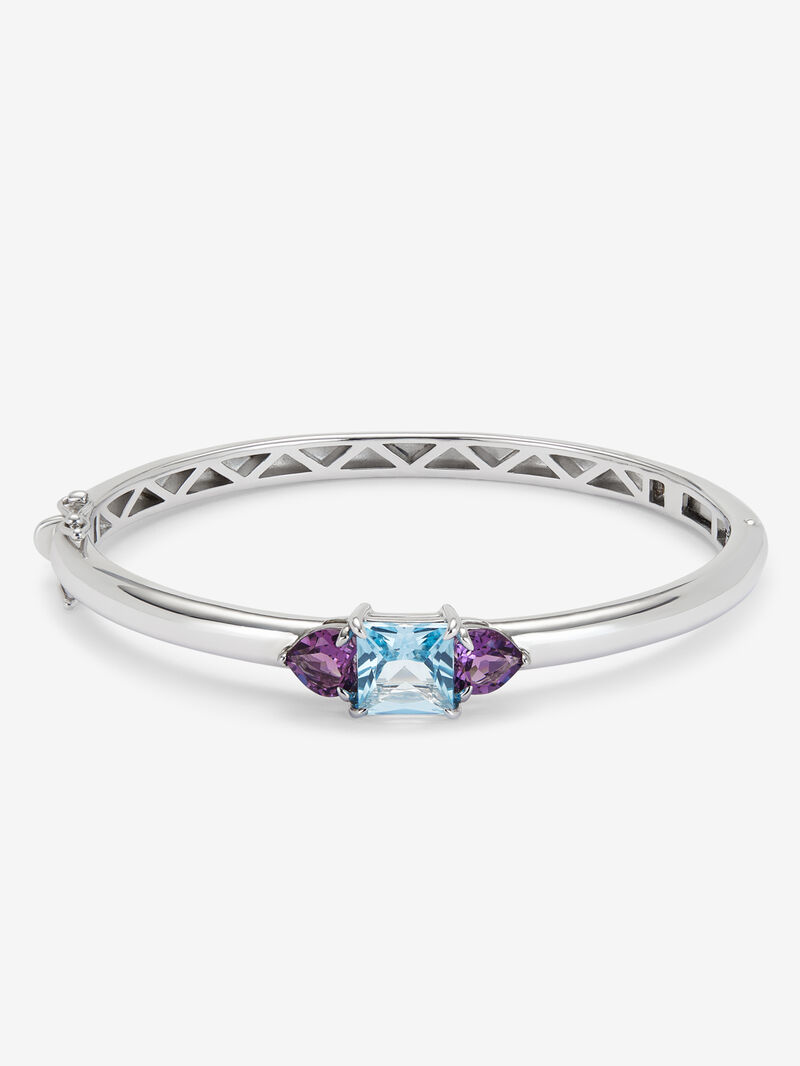 925 Silver rigid bracelet with topaz and amethysts image number 0