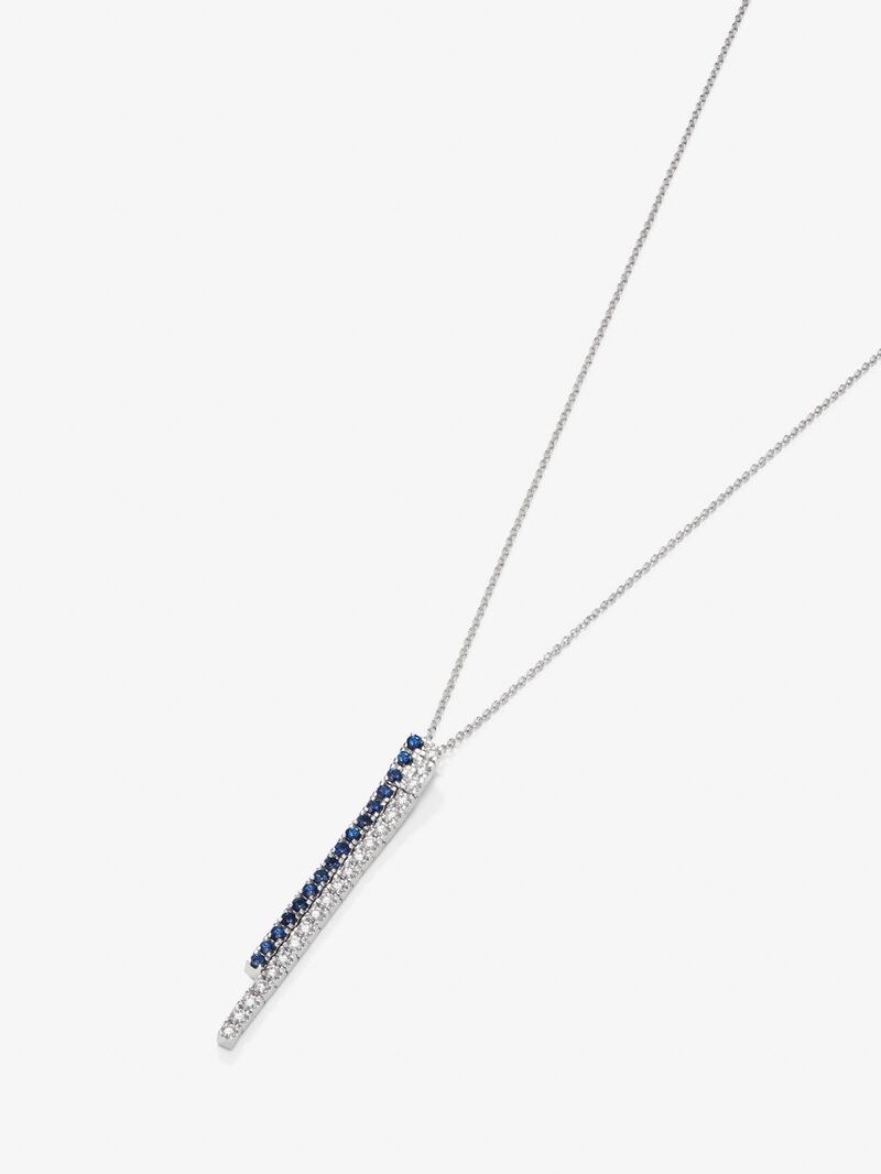 18K white gold necklace with white diamonds and blue sapphires image number 2