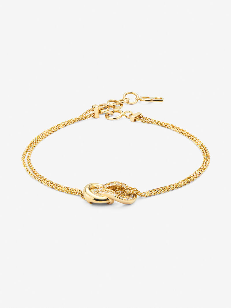 18K yellow gold bracelet with white diamonds of 0.15 cts and knot shape image number 0