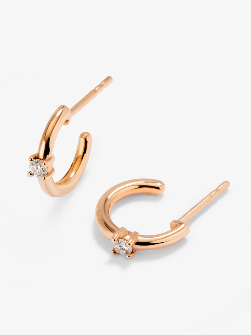 18kt rose gold earrings with diamonds image number 2