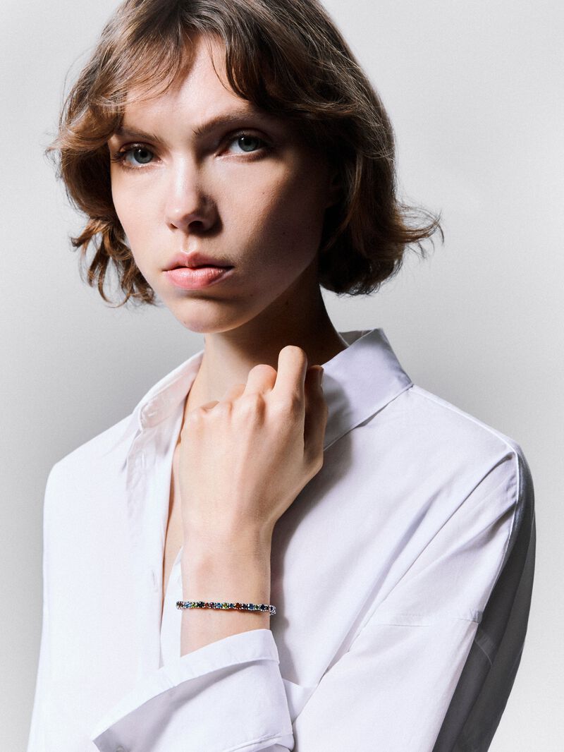 925 silver riviere bracelet with multicolored gems image number 5