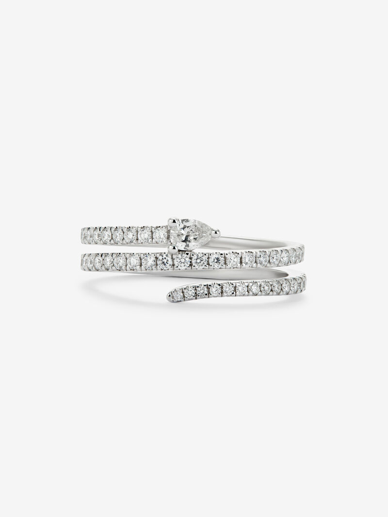 18K white gold ring with 0.55 ct pear-cut and brilliant-cut diamonds image number 2