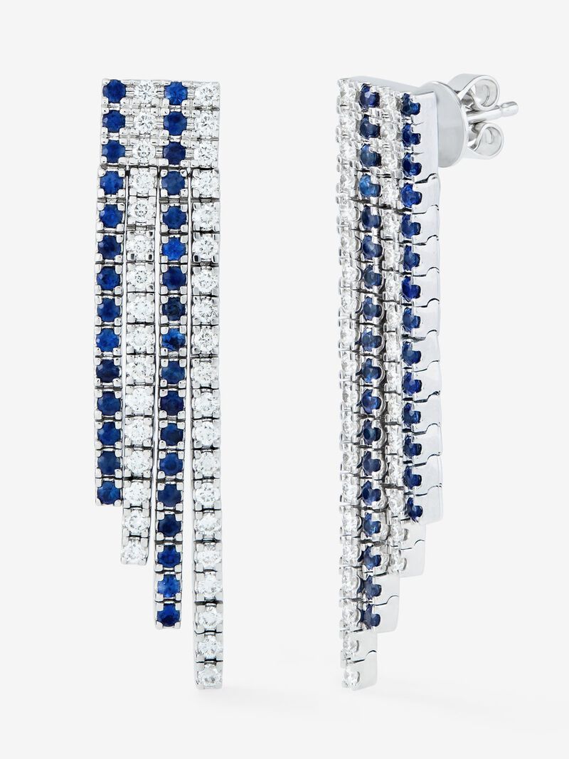 18K White Gold Pendant with Diamond and Sapphire image number 0