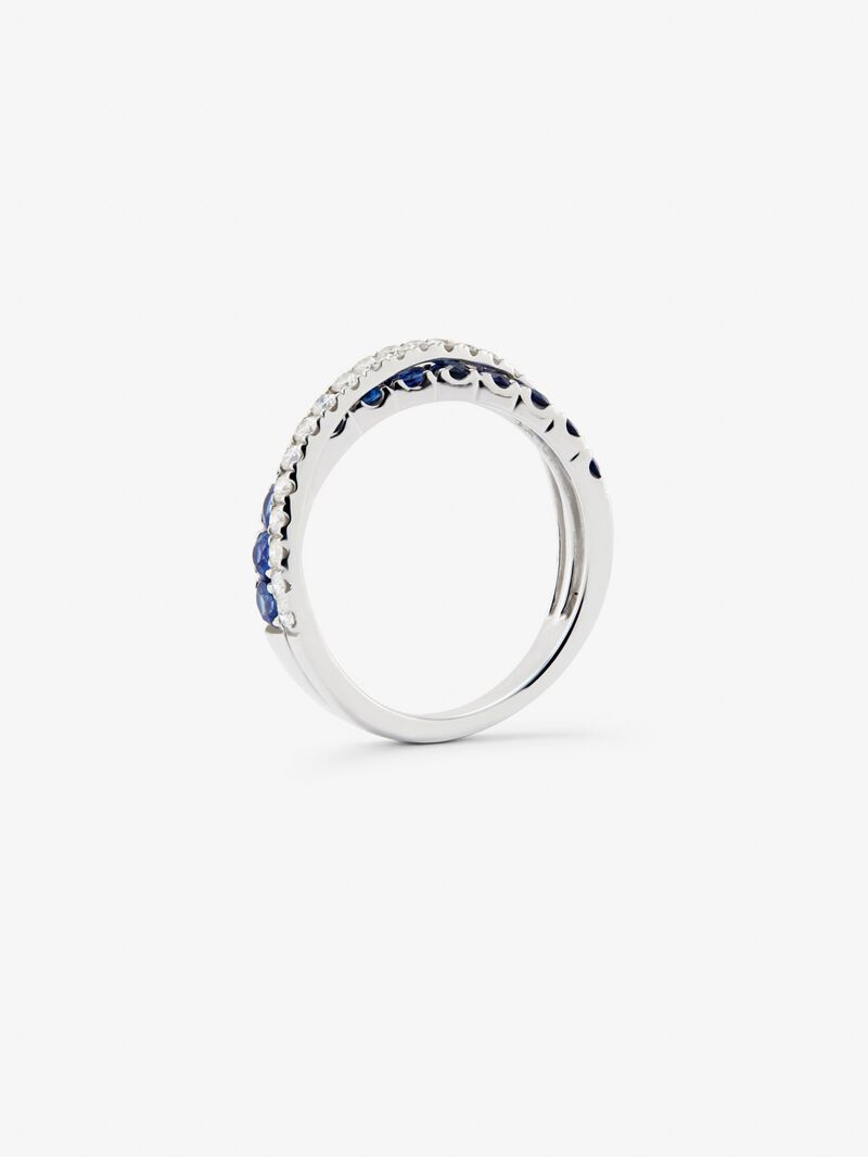 18K white gold crossover ring with sapphire and diamond image number 4