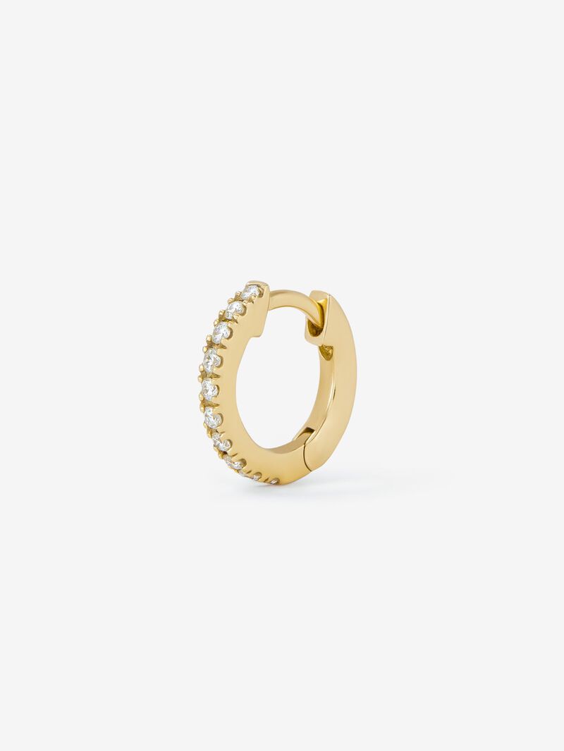 Individual 18K yellow gold hoop earring with 10 brilliant-cut diamonds with a total of 0.05 cts image number 2