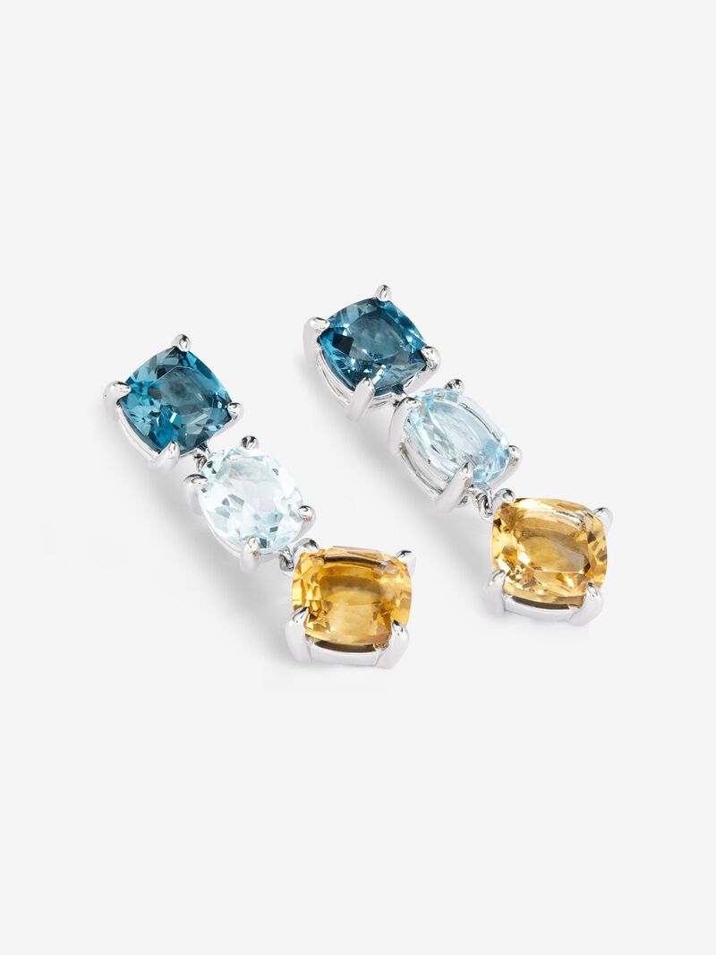 925 Silver Long Earrings with Topaz and Citrine image number 1