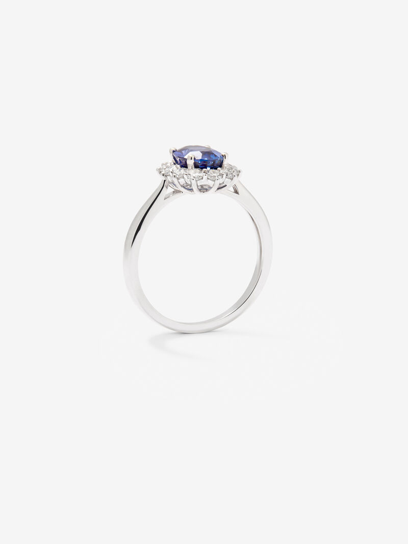18K White Gold Ring with Cornflower Blue Zafiro in 2.67 cts oval size image number 4