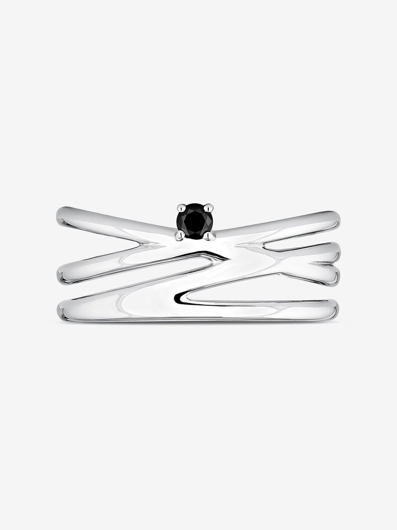 Silver ring with black spinelas image number 1
