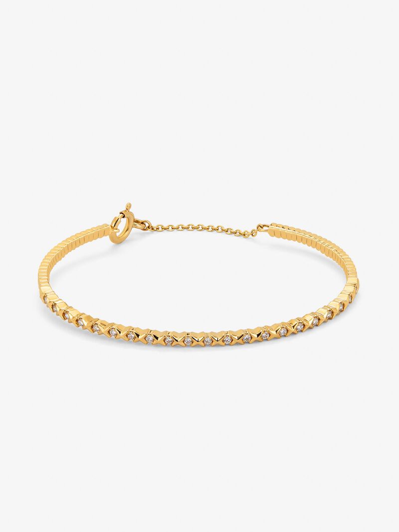 Rigid 18K yellow gold bracelet with 21 brilliant-cut diamonds with a total of 0.29 cts image number 0