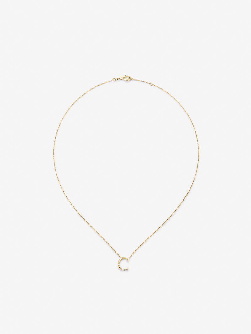 18K yellow gold pendant with letter C and 12 brilliant-cut diamonds with a total of 0.06 cts image number 0