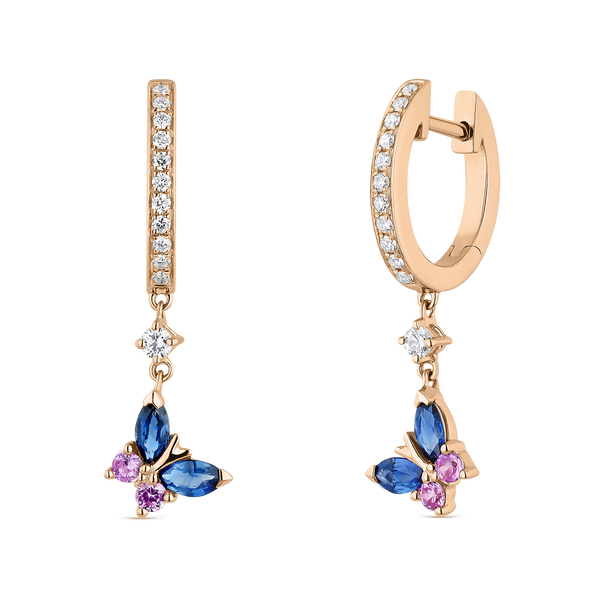 Frida earrings 0,58 carats multicolor sapphires and 0,15 carats diamonds, PE21078-ORDZRZ_V