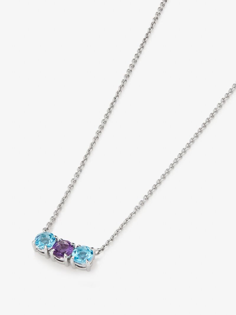 925 Silver chain pendant with amethyst and topaz image number 2