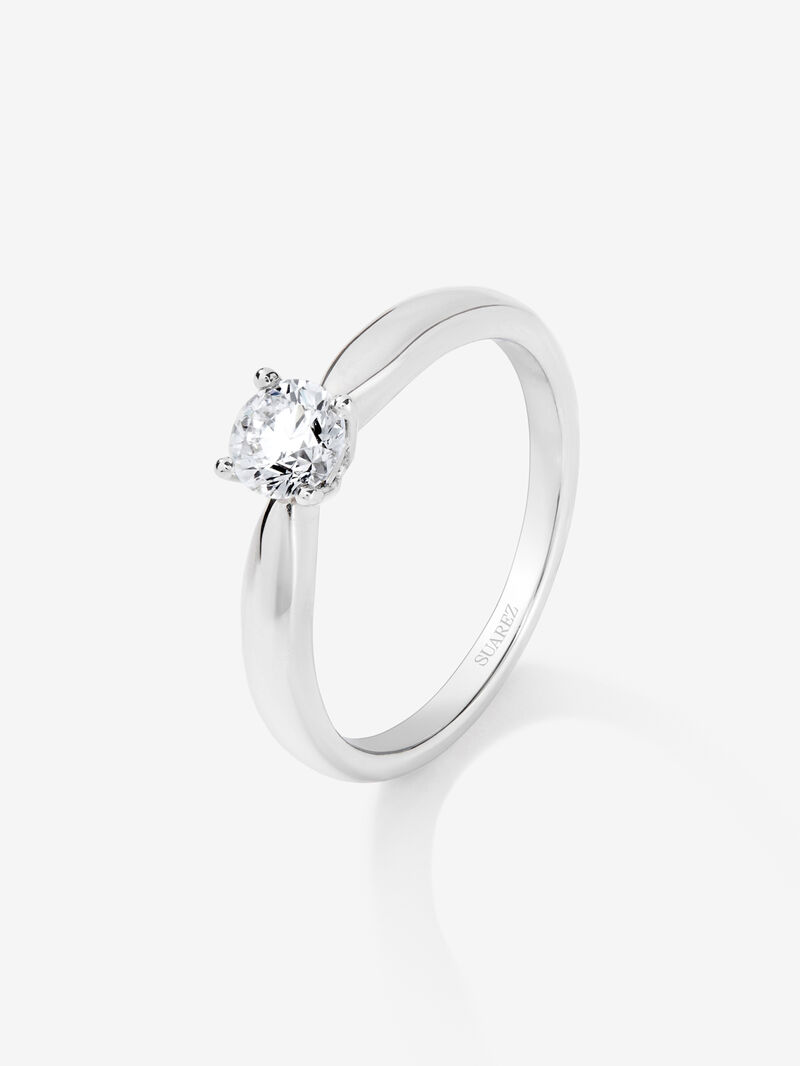 18K White Gold Solitaire Engagement Ring with Diamond image number 0