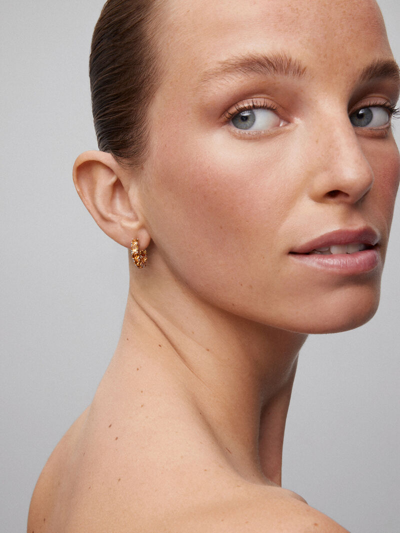 Citrine 925 Silver Hoop Earrings image number 1