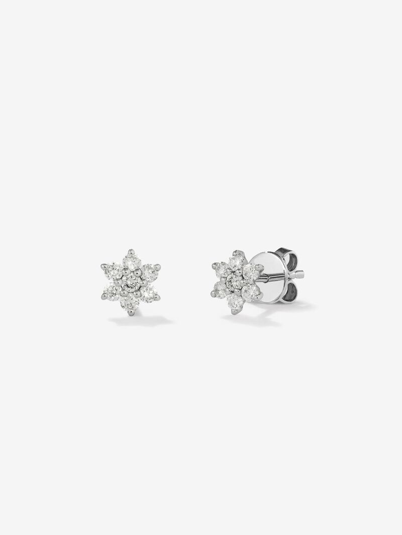 18K white gold earrings with bright 0.3 CTS diamonds shaped like a star -shaped image number 0