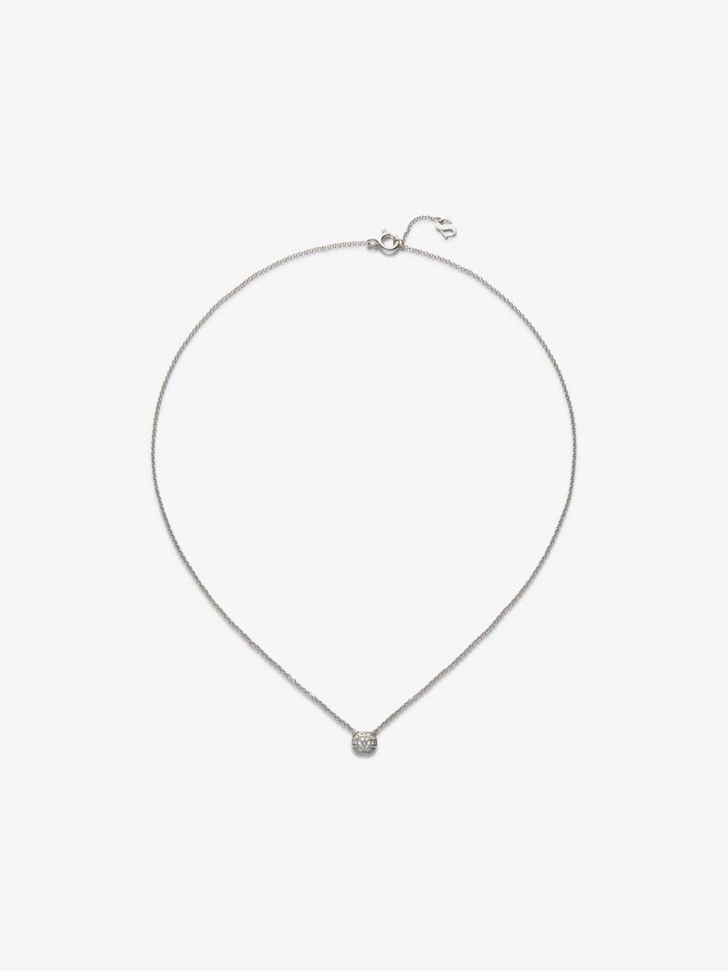 18K white gold pendant with central brilliant-cut diamond of 0.1 cts and 12 brilliant-cut diamonds with a total of 0.15 cts image number 0