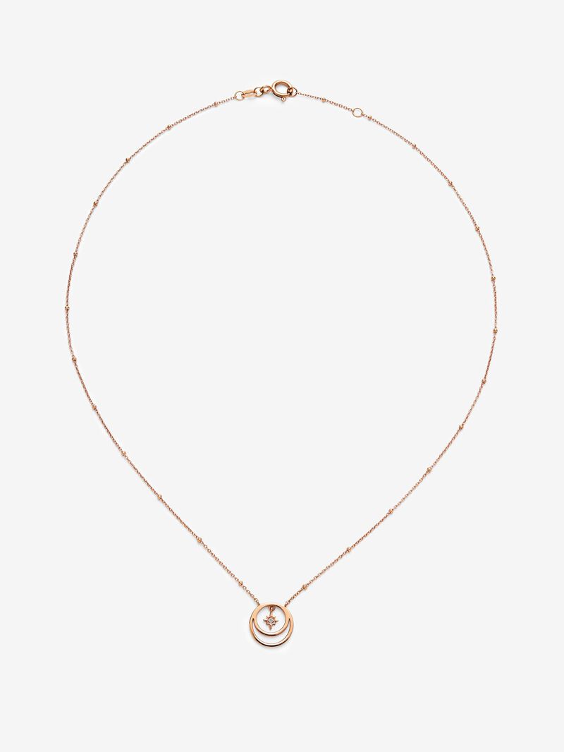 18K rose gold pendant with brilliant cut diamond with a total of 0.01 cts image number 0