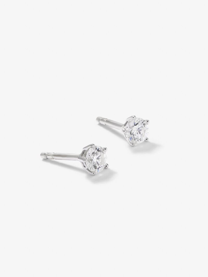 18K white gold earrings with 2 brilliant-cut diamonds with a total of 0.4 cts image number 1