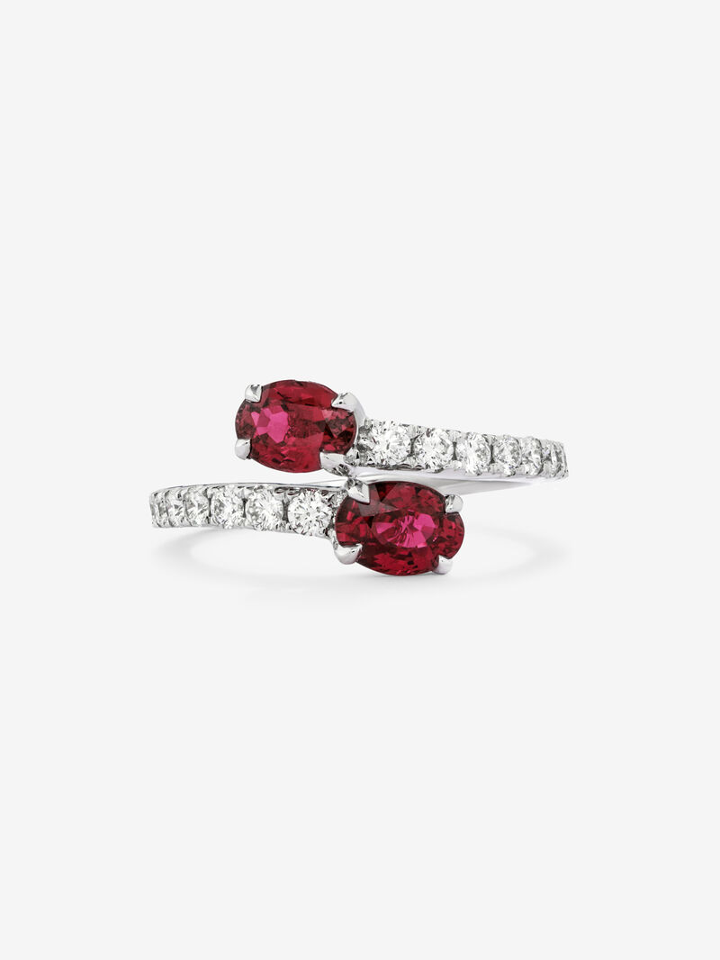 You and I 18k White Gold Ring with 1.38 cts and white diamonds in 0.45 cts image number 2