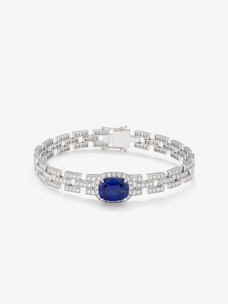 18K White Gold Bracelet with Royal Blue Sapor image number 0