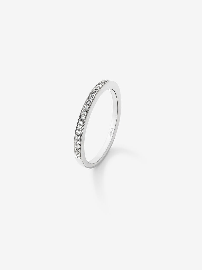 Half-band engagement ring in 18K white gold with diamonds on the band 0.12ct. image number 0