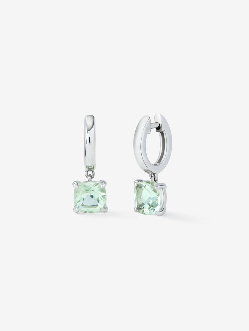 925 silver earrings with 3.2 ct cushion-cut green amethysts image number 0