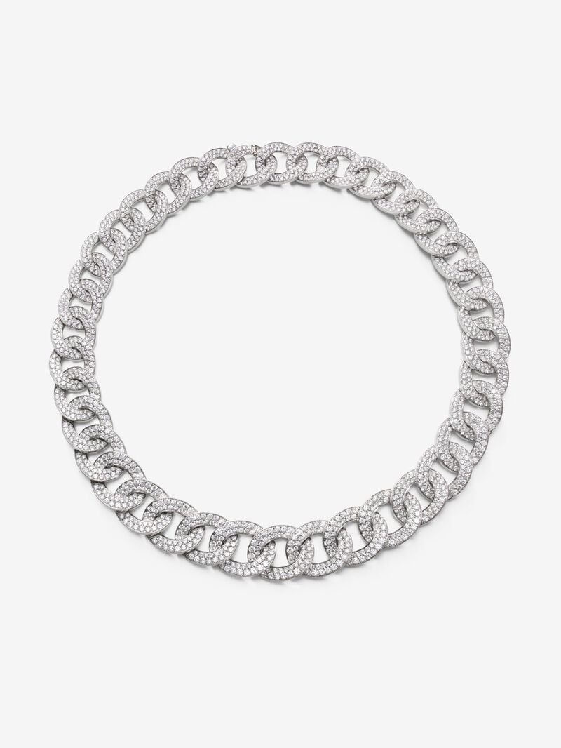 Bearded link necklace in 18K white gold and brilliant-cut diamonds with a total of 33.44 cts image number 0