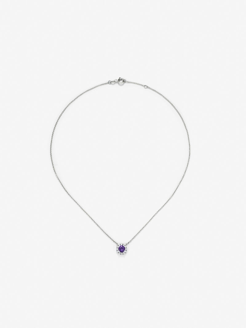 18K white gold pendant chain with amethyst image number 0