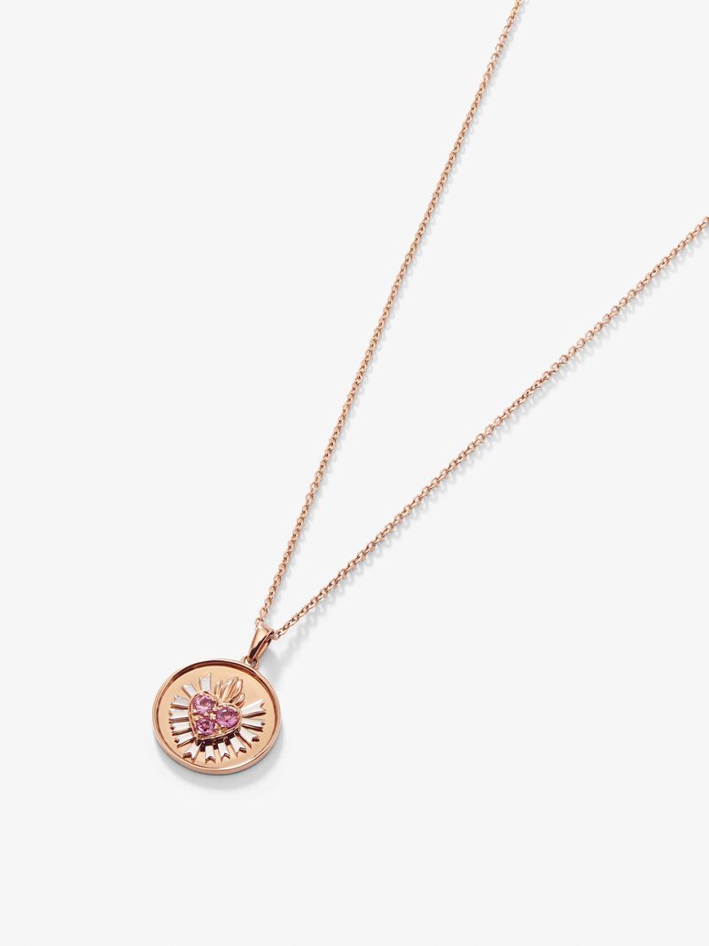 18K white and rose gold pendant with 3 brilliant-cut pink sapphires with a total of 0.15 cts image number 3