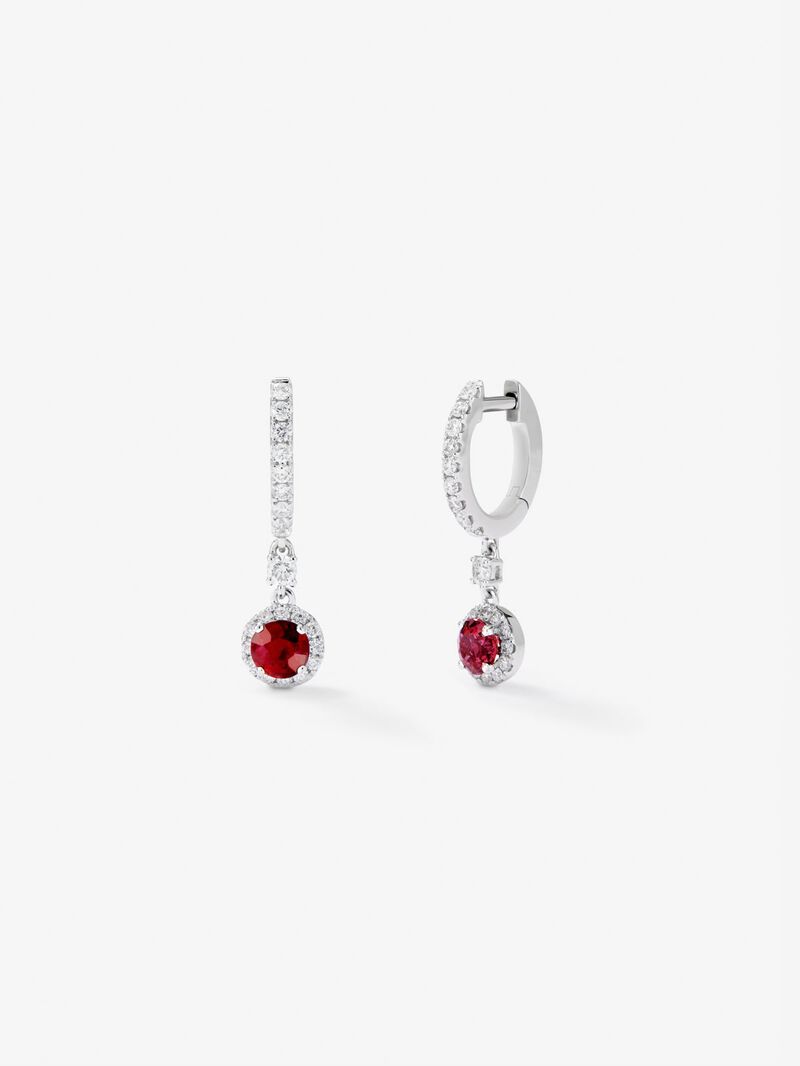 18K white gold ring slopes with red ruby ​​in bright size of 0.5 cts and white diamonds in bright size of 0.29 cts image number 0